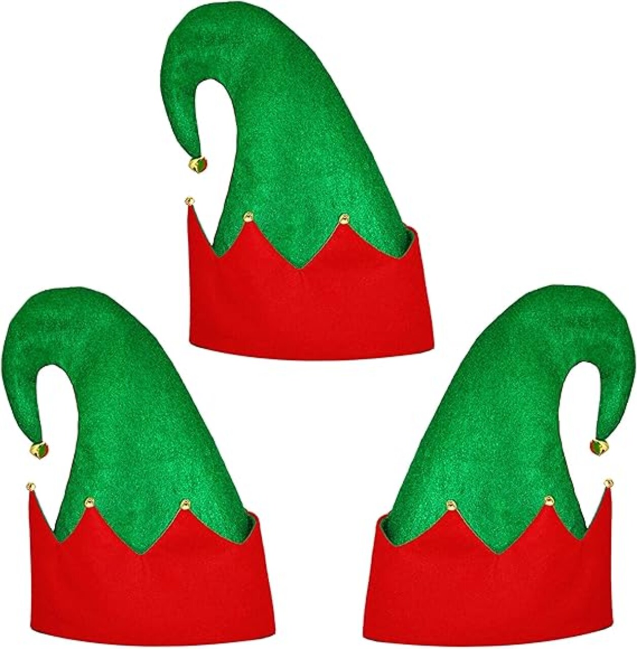 4E’s Novelty Elf Hats 3 Pack – Felt Christmas Elf Hats for Kids & Adults with Jingle Bells, Bright Red & Green Santa’s Helper Costume Hats for Holiday Parties, Plays & Family Photos